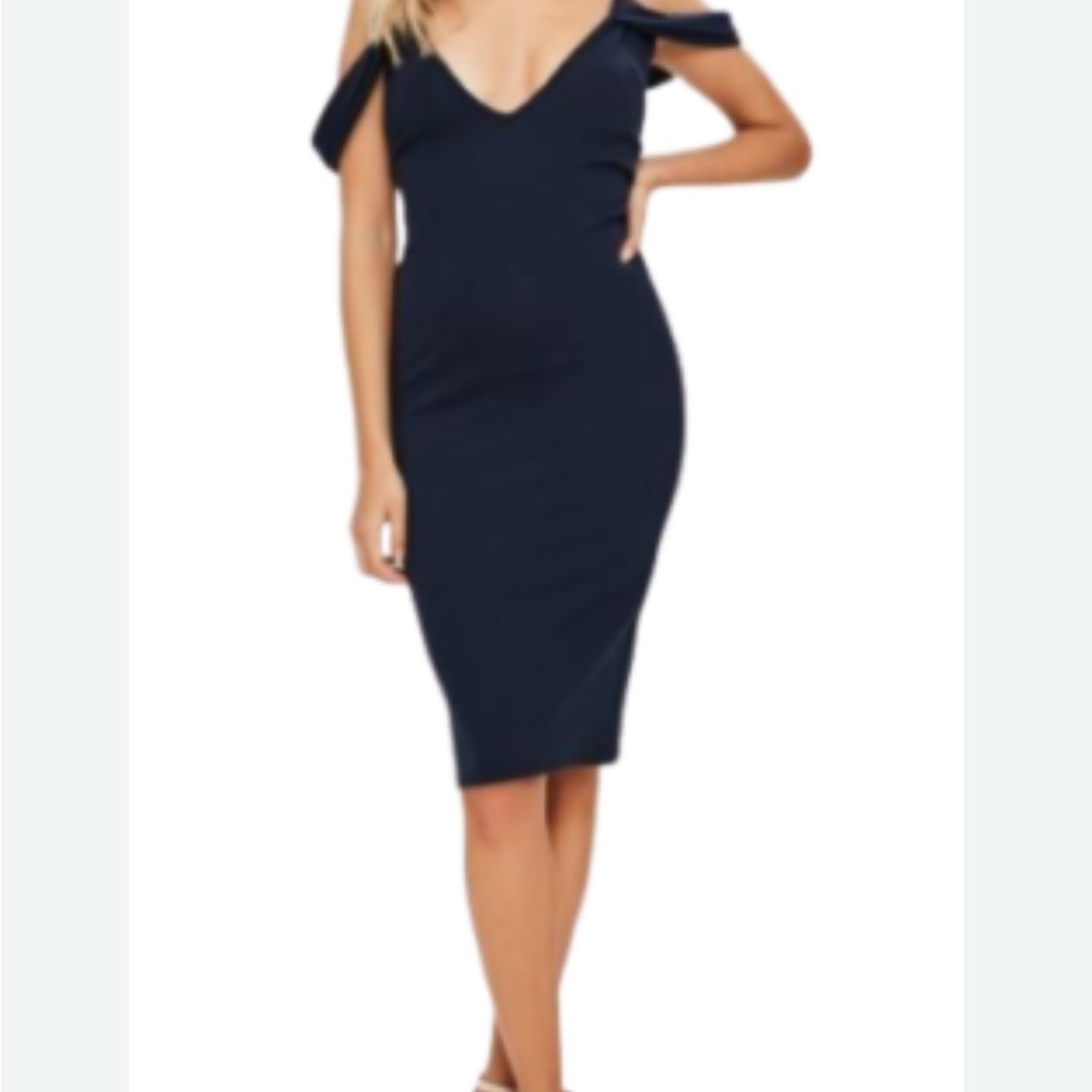 Missguided Off-shoulder Navy Dress NWT